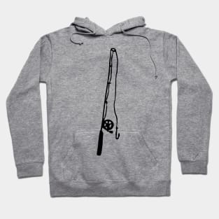 Fishing Pole Doodle Black Hoodie